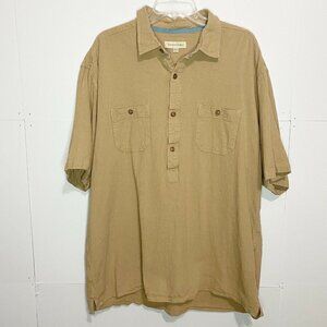Territory Ahead Mens Vtg Beige Textured Button Up Cotton Shirt Size XXLT Tall